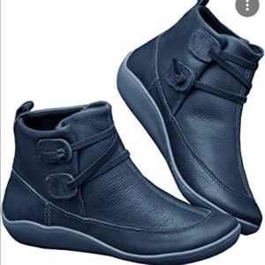 Marine Blue Leather Boots